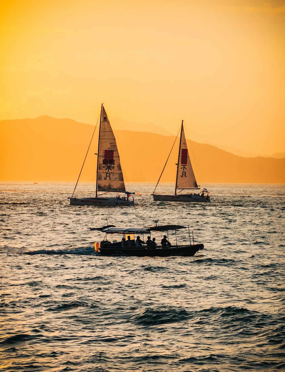 Eine Gruppe von Segelbooten auf dem Wasser