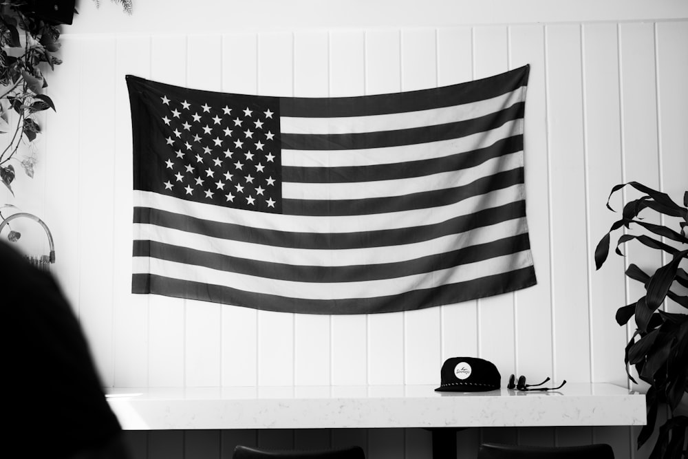 a flag on a wall
