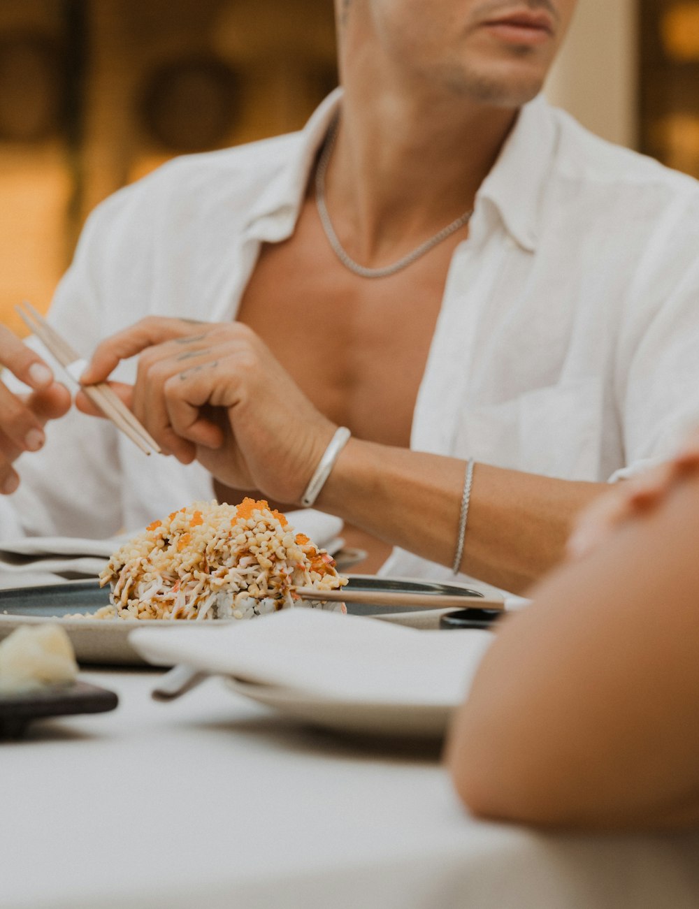 a person eating food