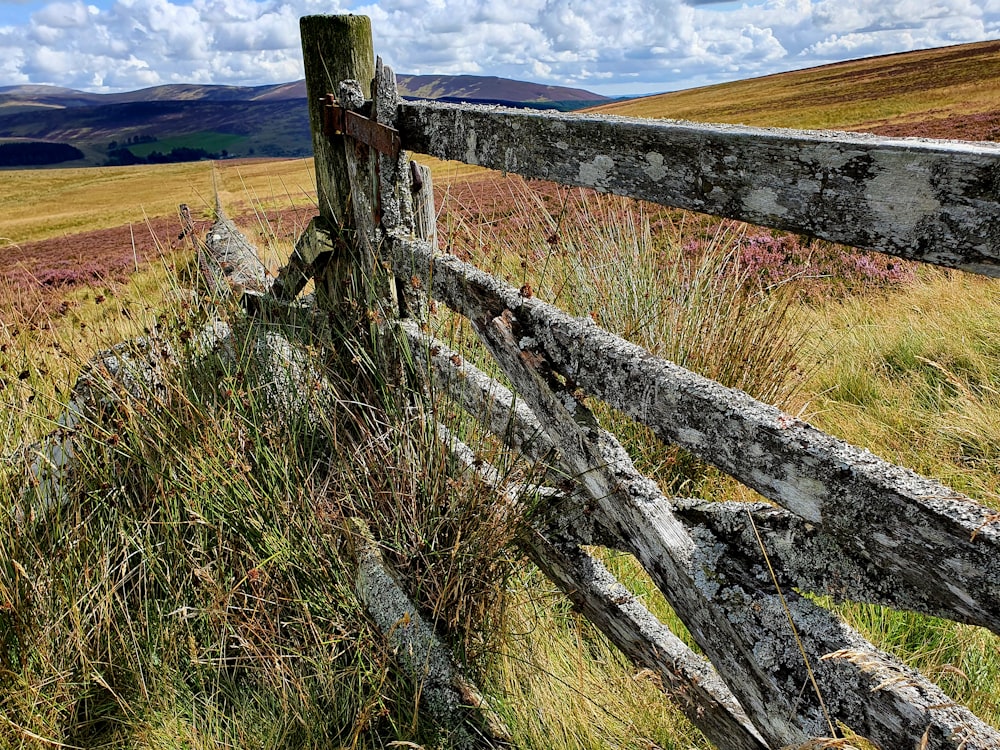 a stone wall with a fence