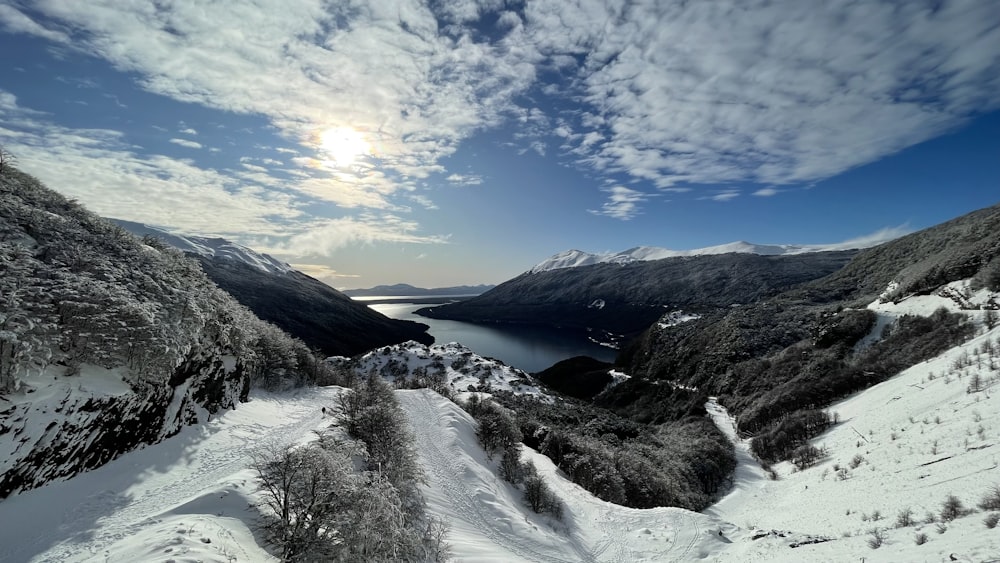 a snowy mountain landscape