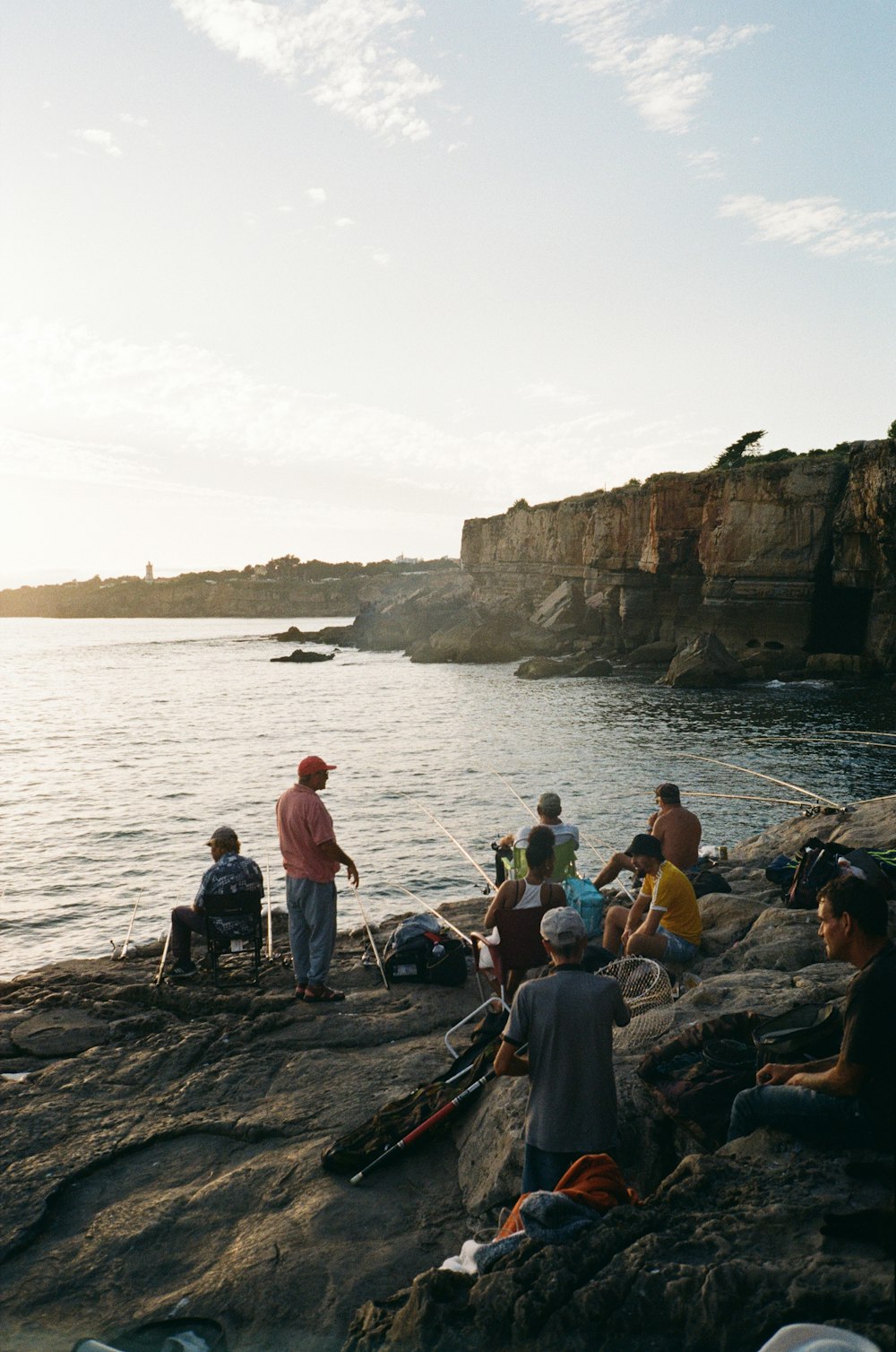 a group of people fishing