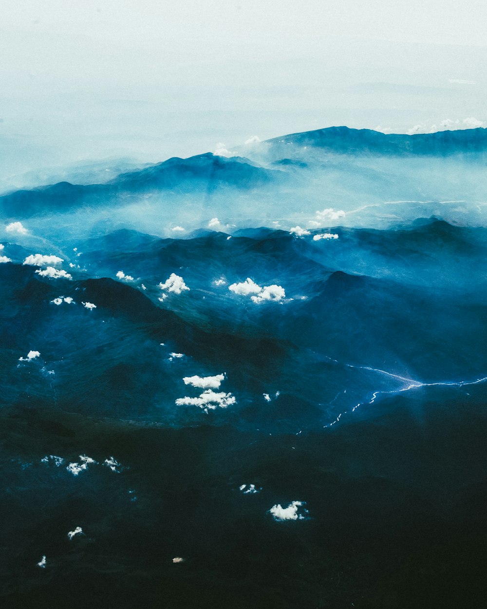 a view of a mountain range from above