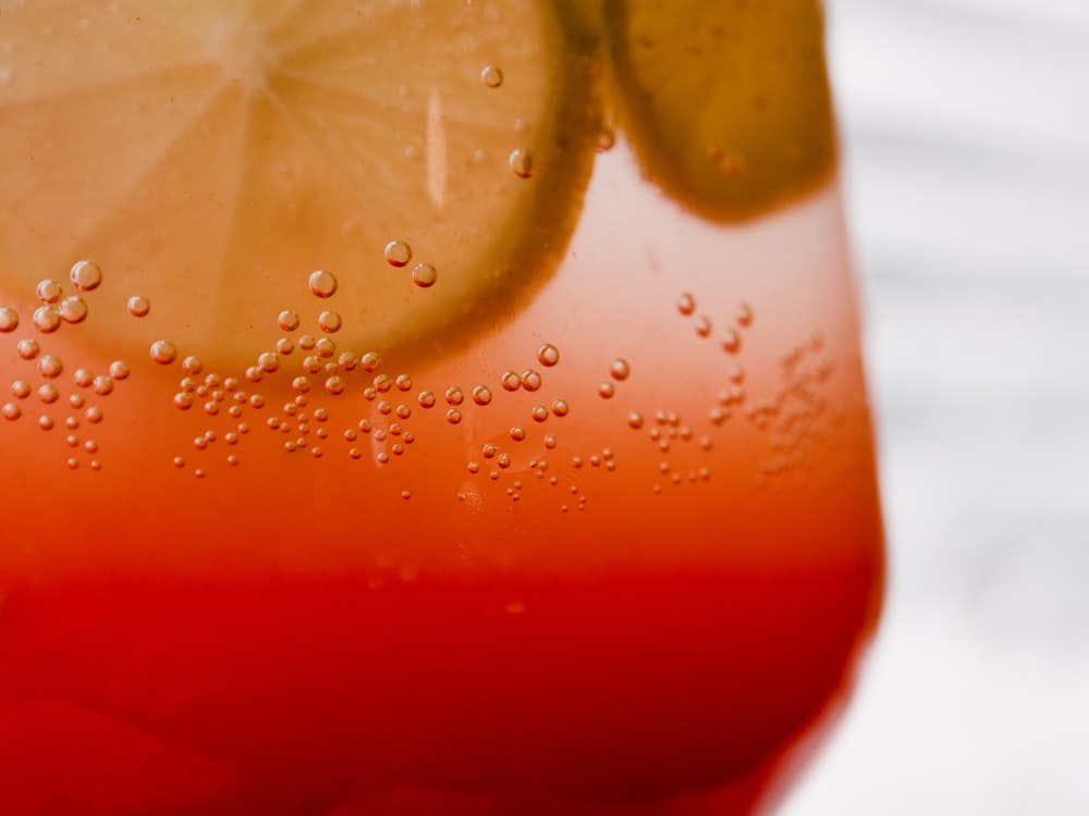 a close up of a red liquid