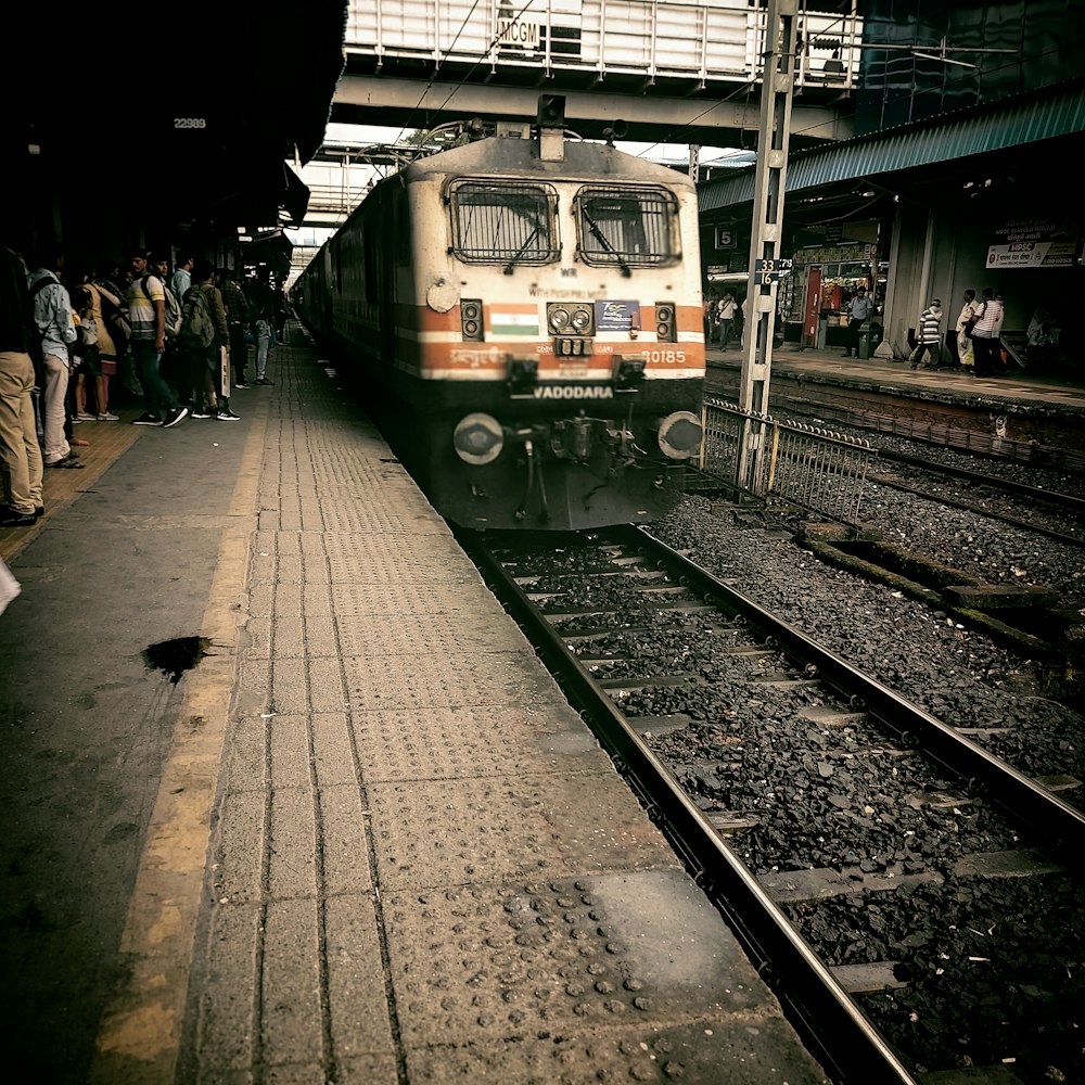 a train pulling into a station