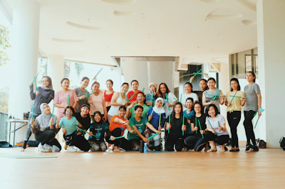a group of people posing for a photo