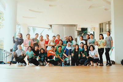 a group of people posing for a photo