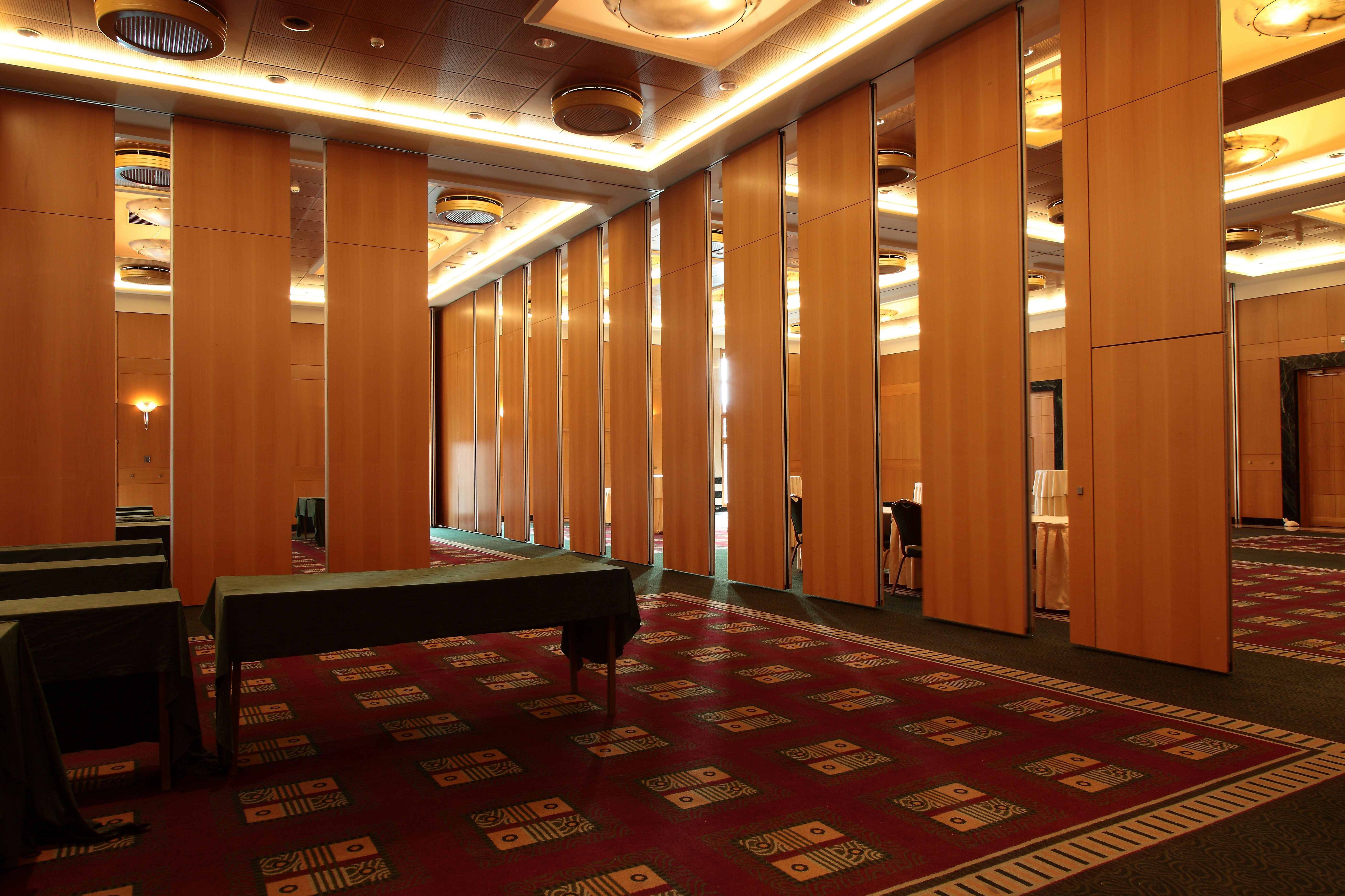 a room with a table and chairs