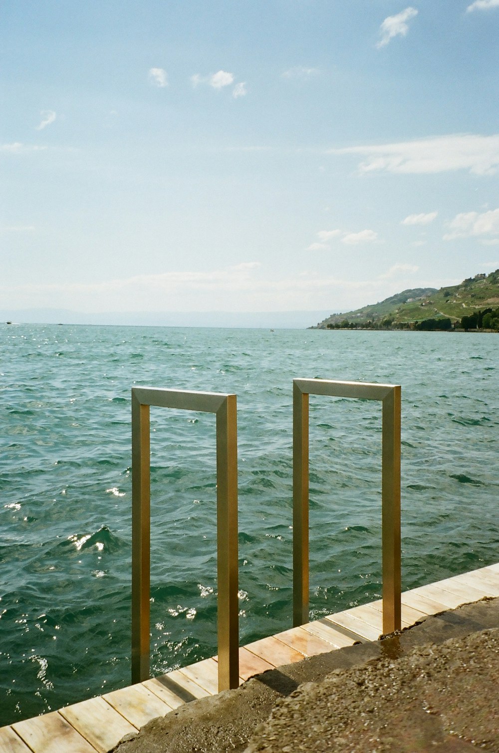 a wooden door in the water