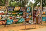 a wall covered in posters