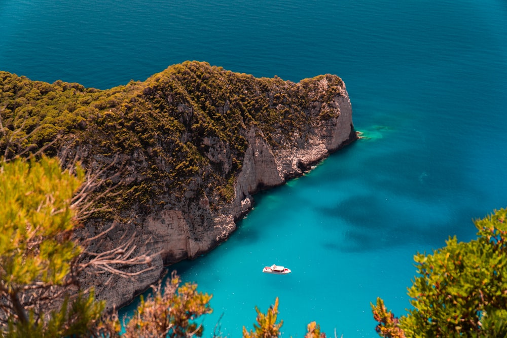 a cliff with a boat on it