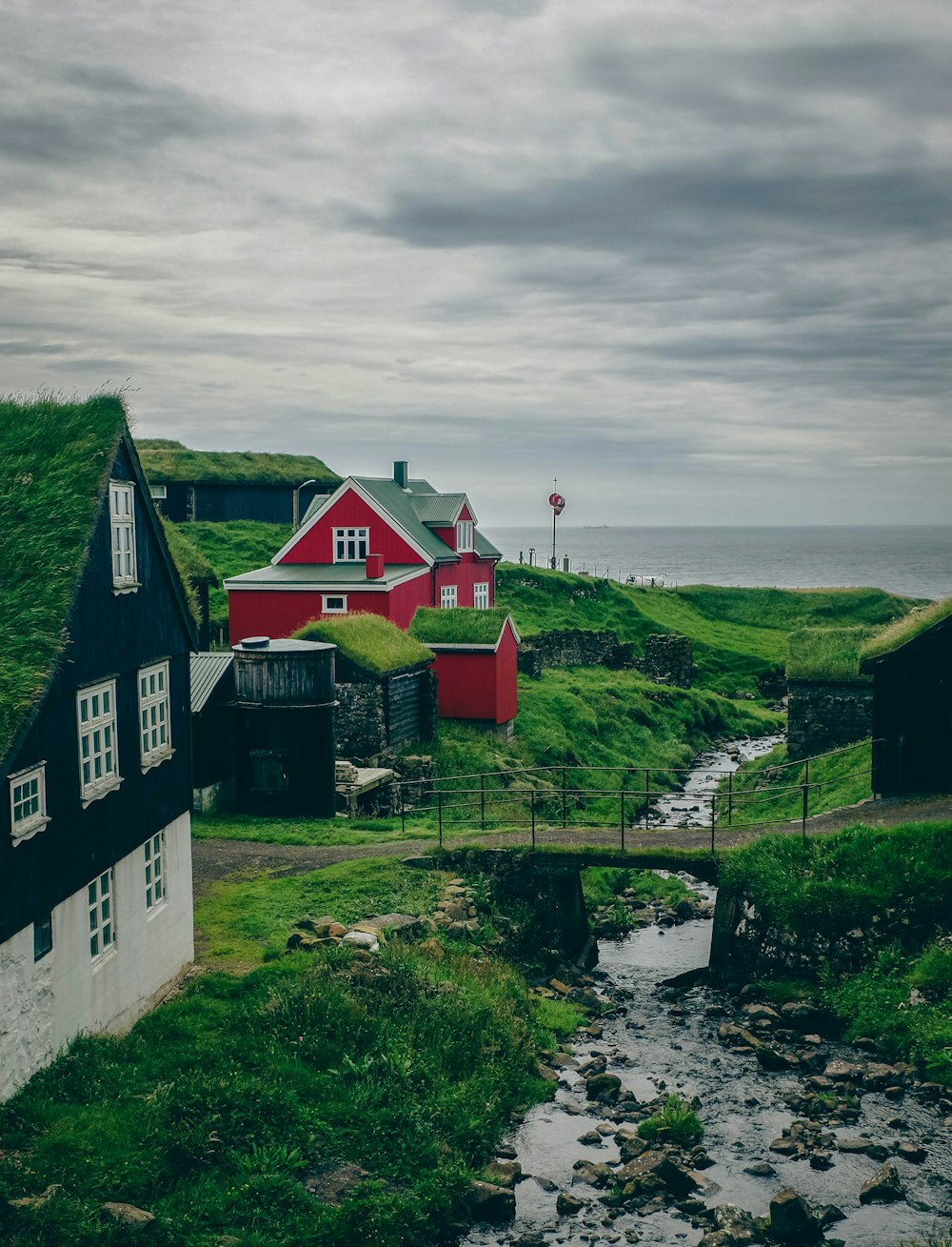 a group of houses on a hill