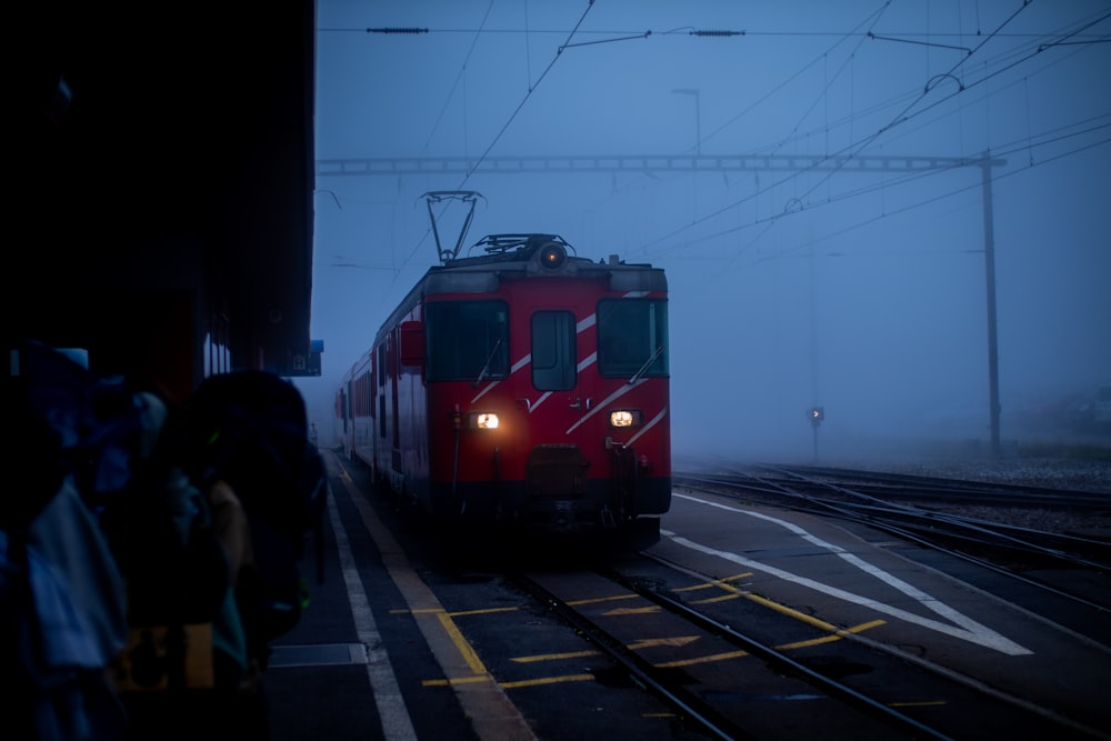 a train pulling into a station