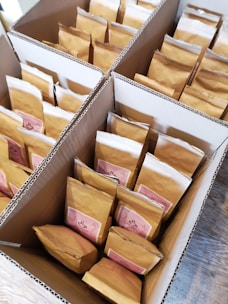 a large pile of cardboard boxes