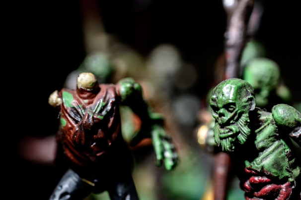 Close-up of a horror-themed miniature with intricate details and a dark, moody color palette.