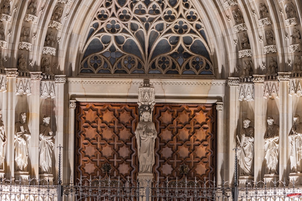 a large ornate building with statues