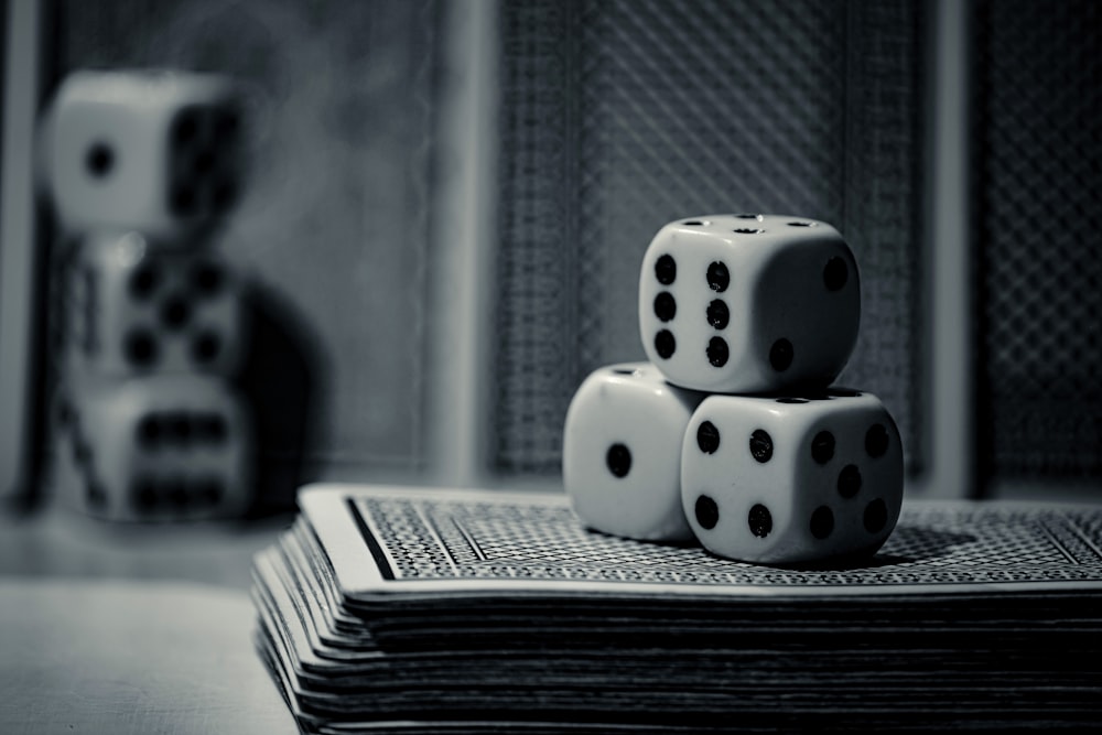 a group of white and black dice