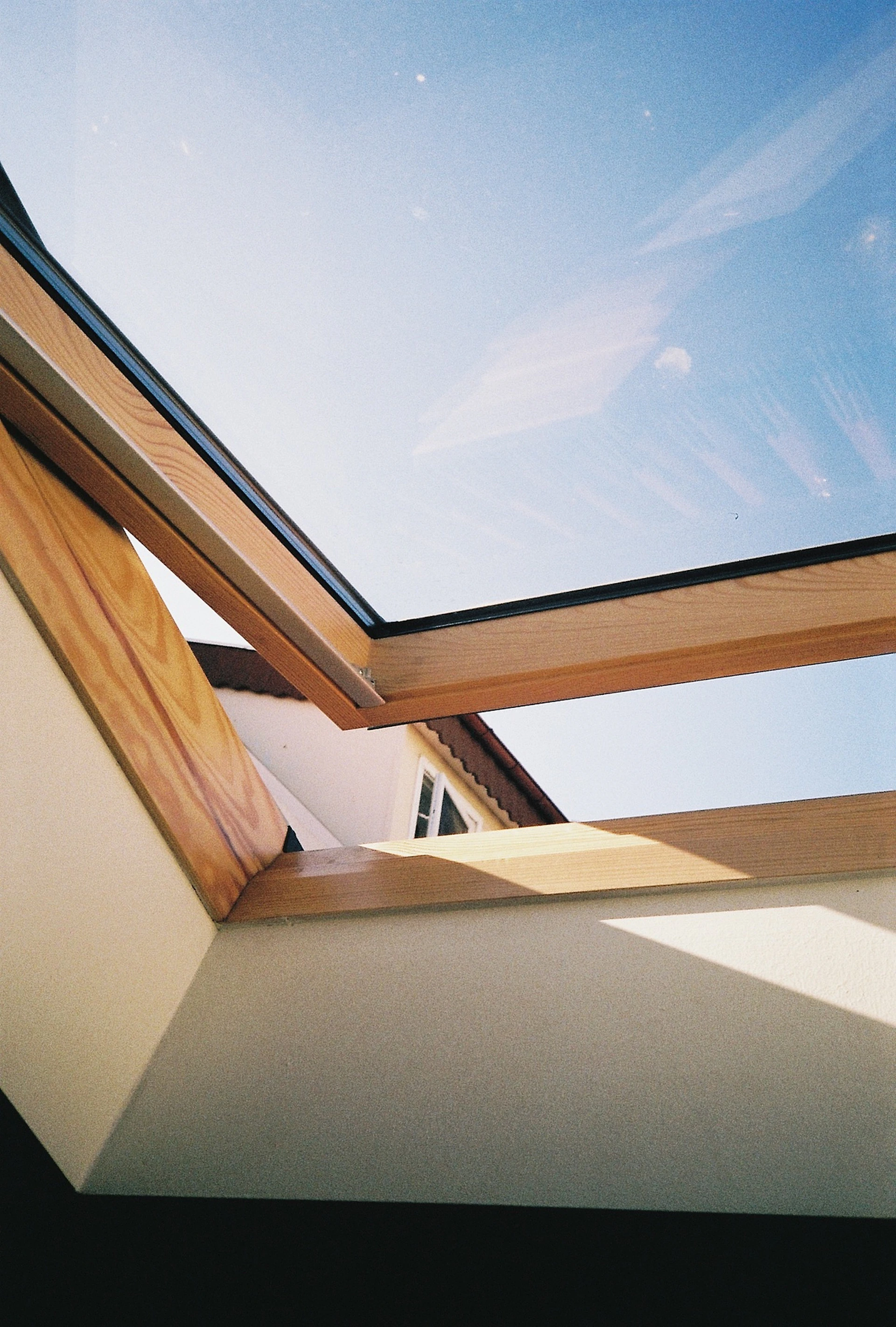 a view of the sky through a window