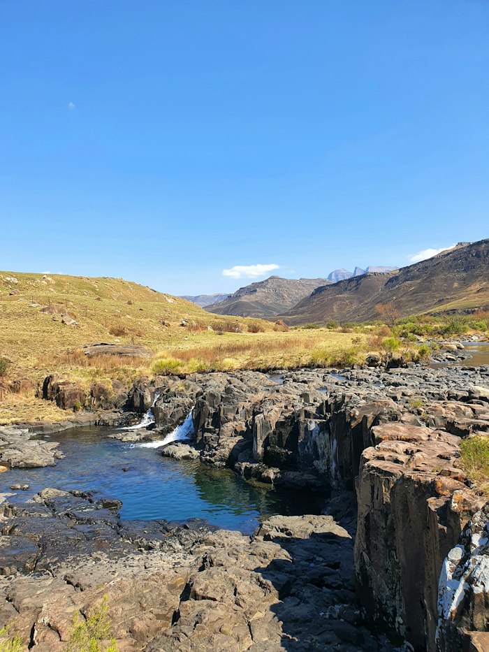 A river winding through a valley on the Lesotho border, a quiet setting for singles to connect online