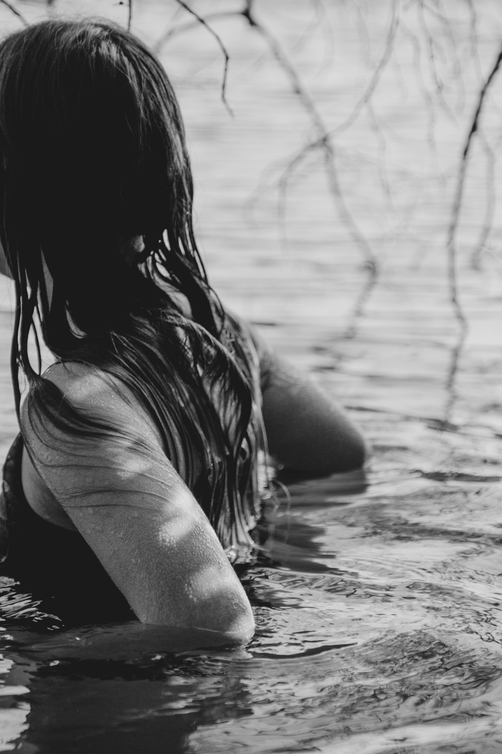 a person sitting in water