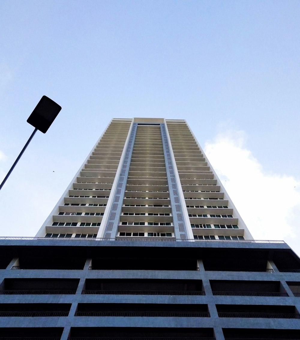 a tall building with a lamp post