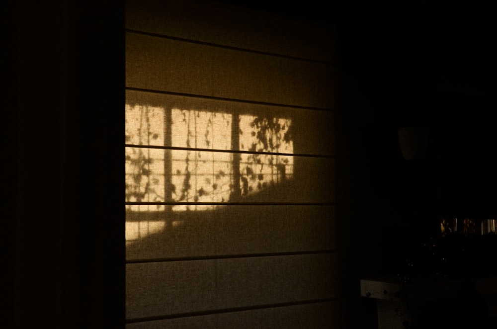 a window with a tree outside