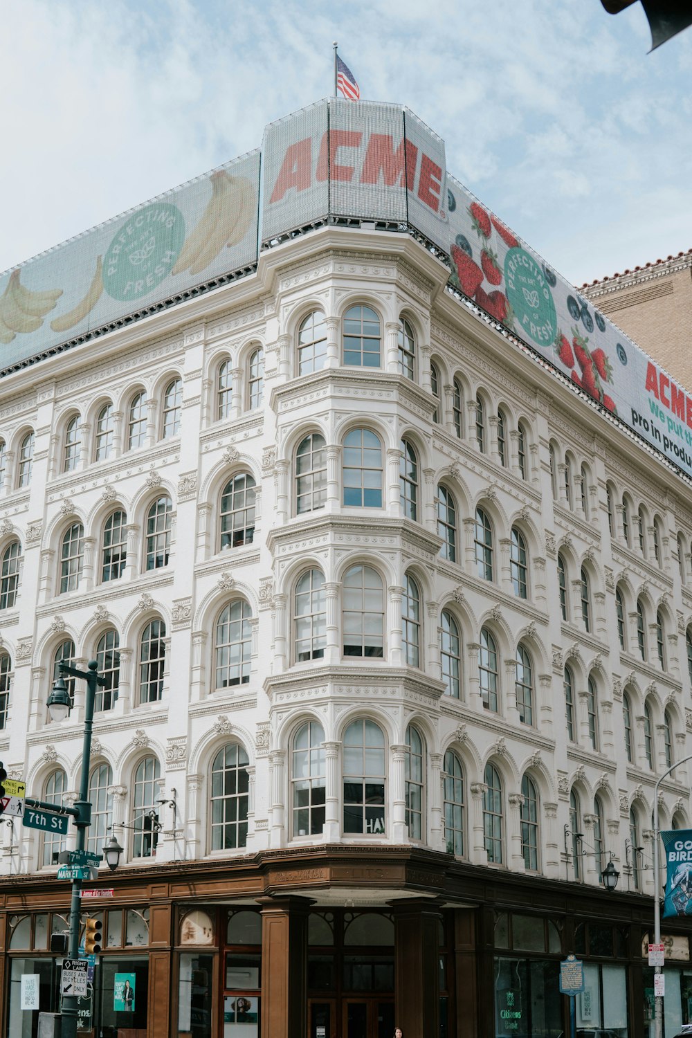 a building with a flag on top