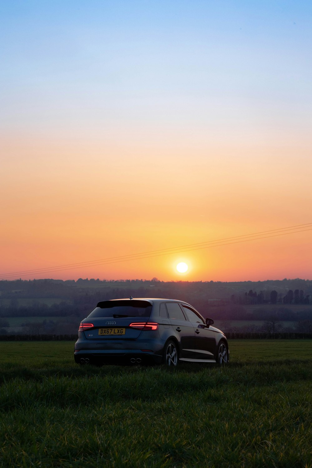 a car parked in a field