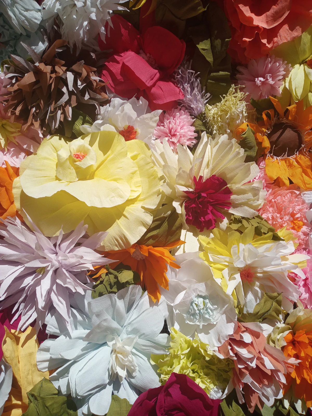 Paper flowers made from folded colorful paper