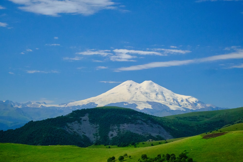 a mountain with snow