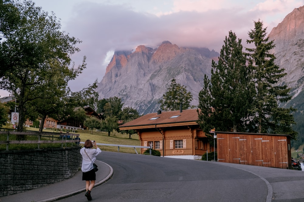 a person running on a road