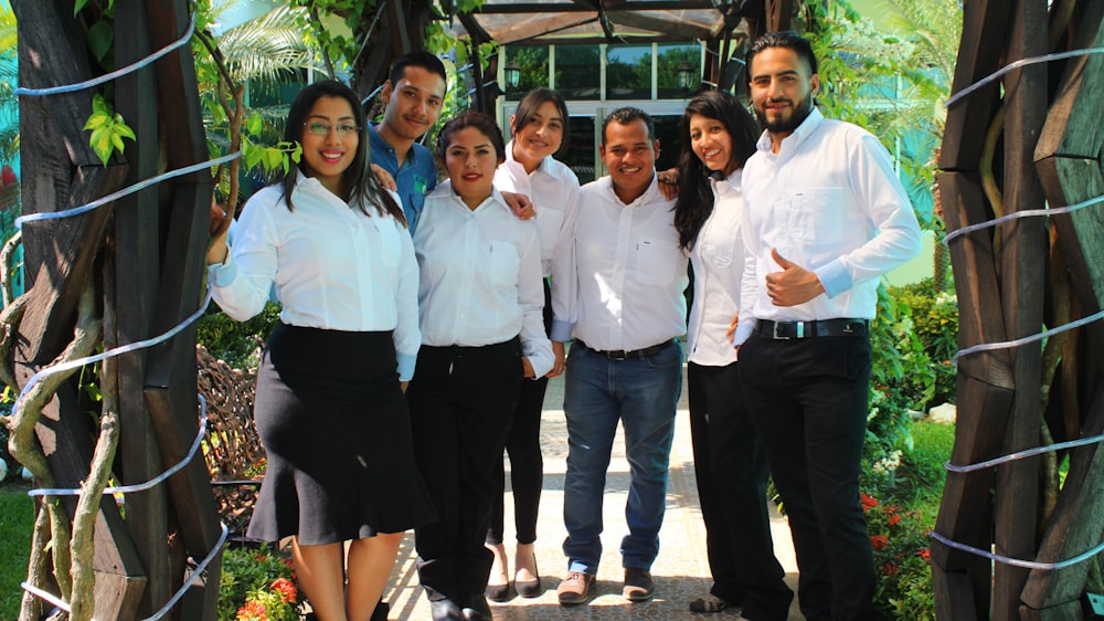 a group of people posing for a photo