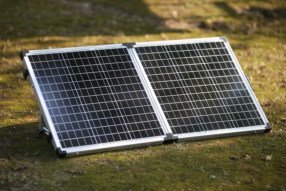 a solar panel on the ground