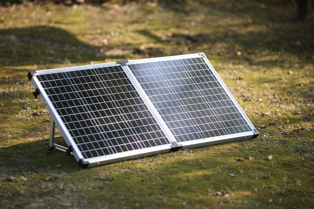 a solar panel on a bench