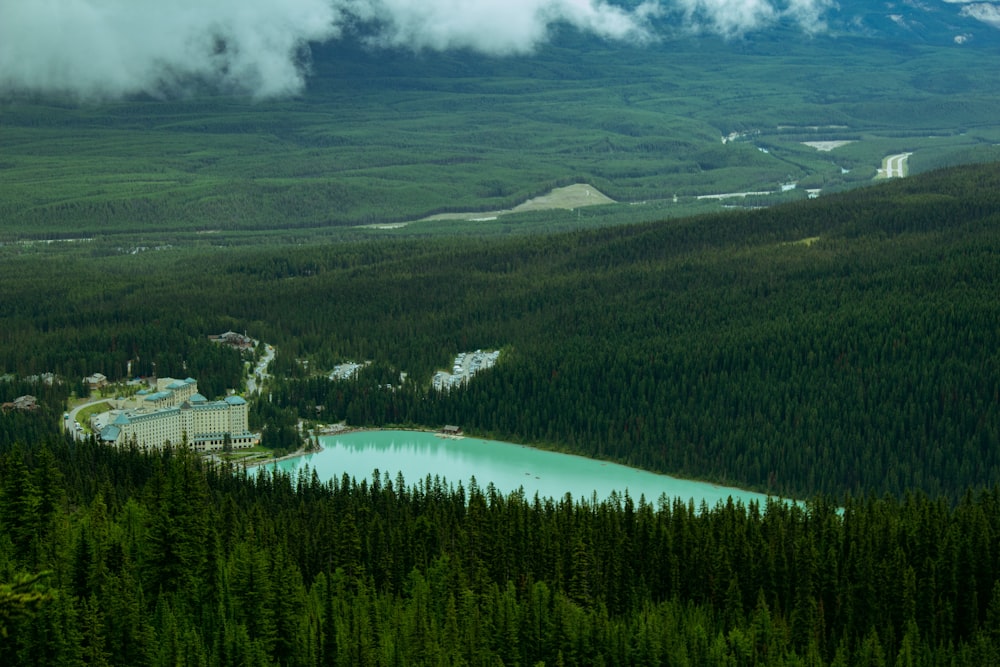 a lake surrounded by trees