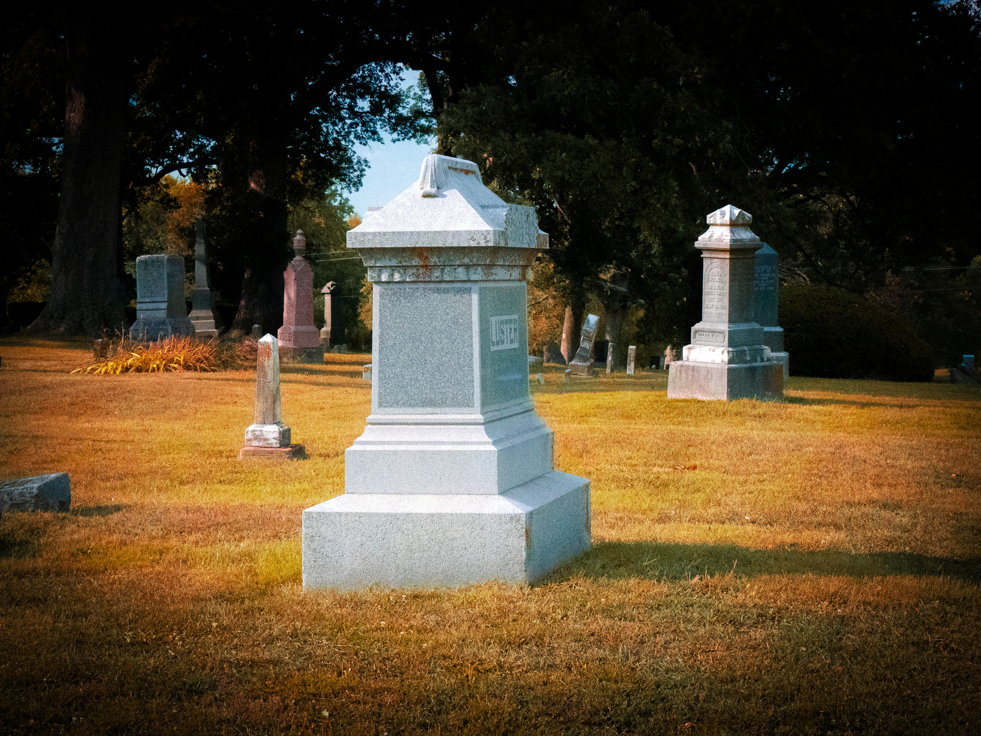a cemetery with tombstones