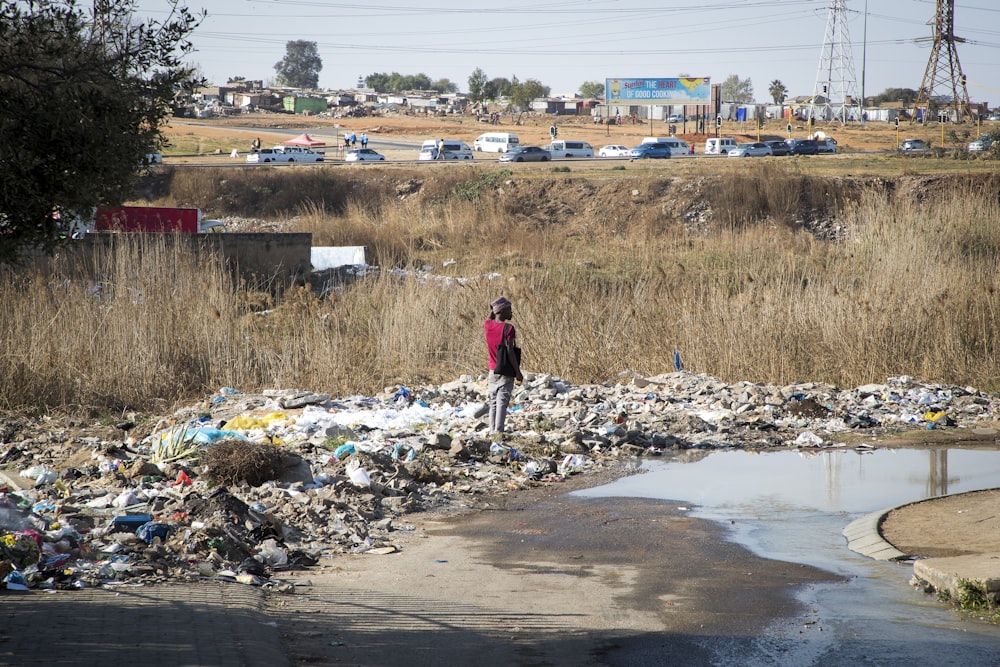 a person standing in a puddle of water