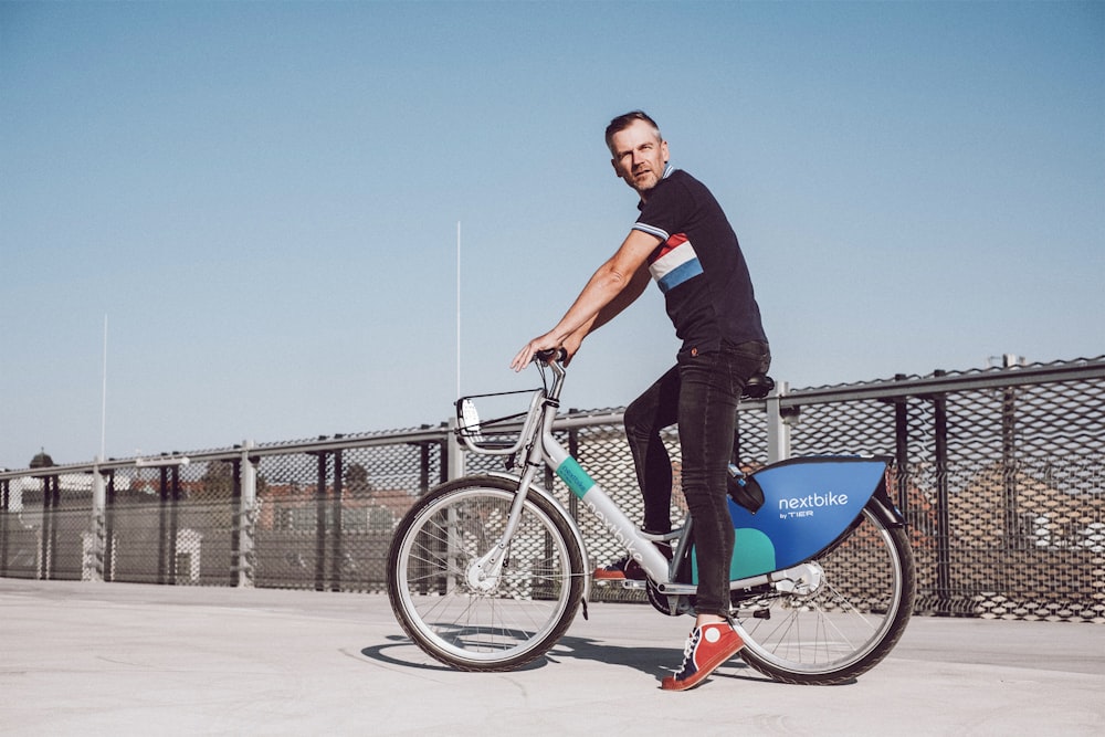 a man on a bicycle