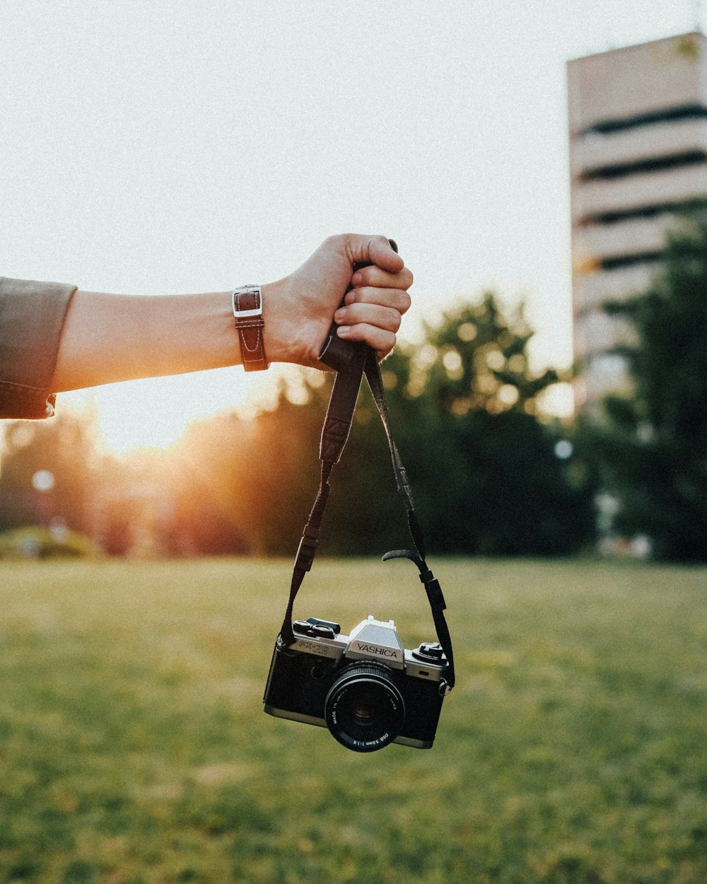 a hand holding a camera