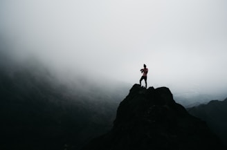 a person standing on a rock