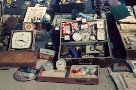 a collection of old clocks