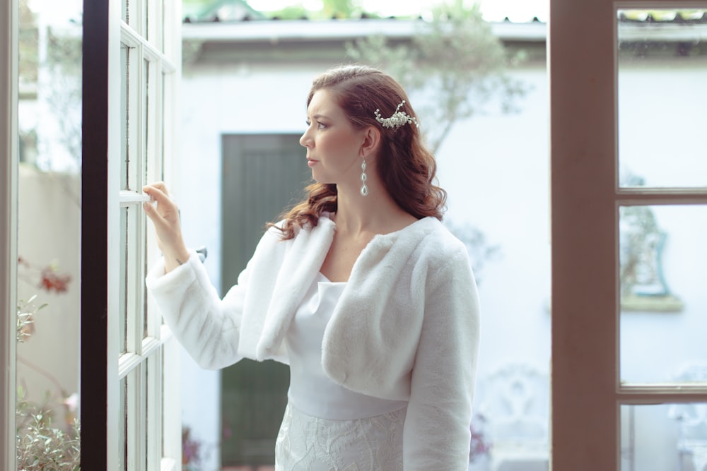 a woman in a white dress