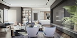 Modern living room with elegant furniture and natural lighting.