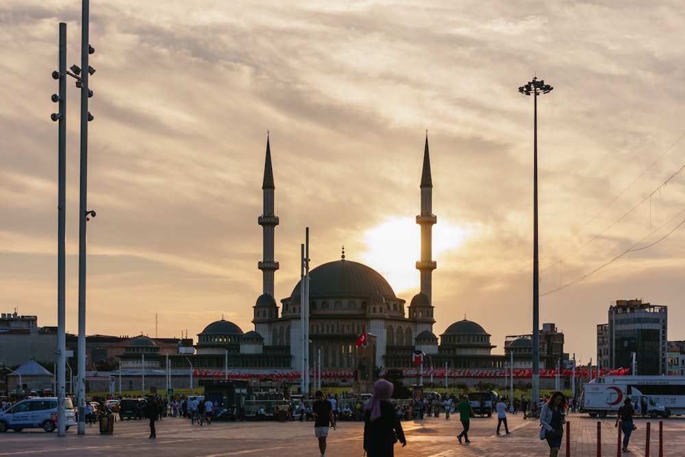 a large building with towers