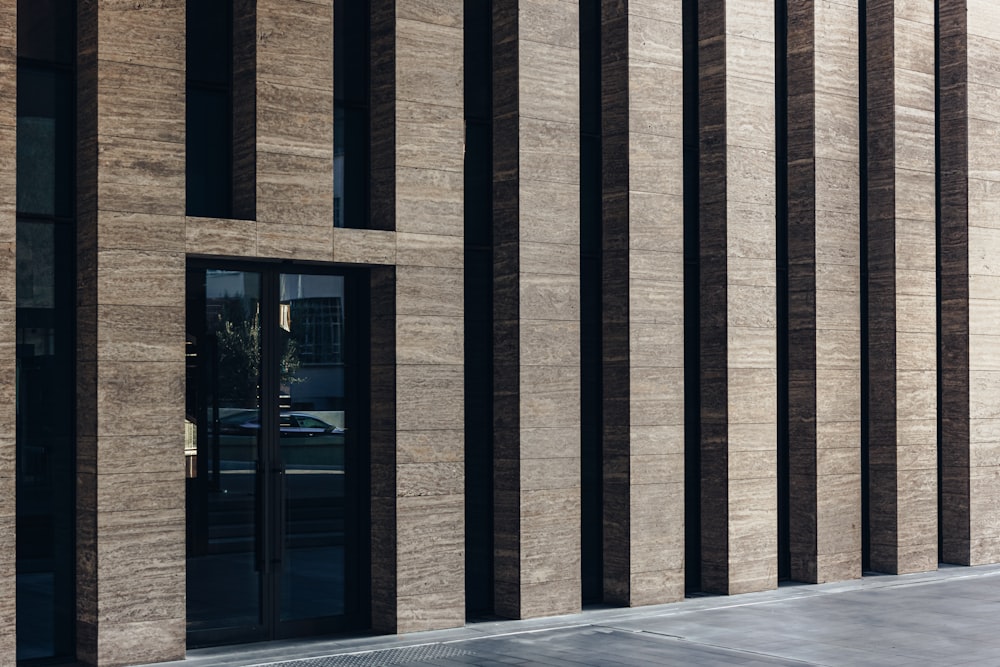 a building with a black door