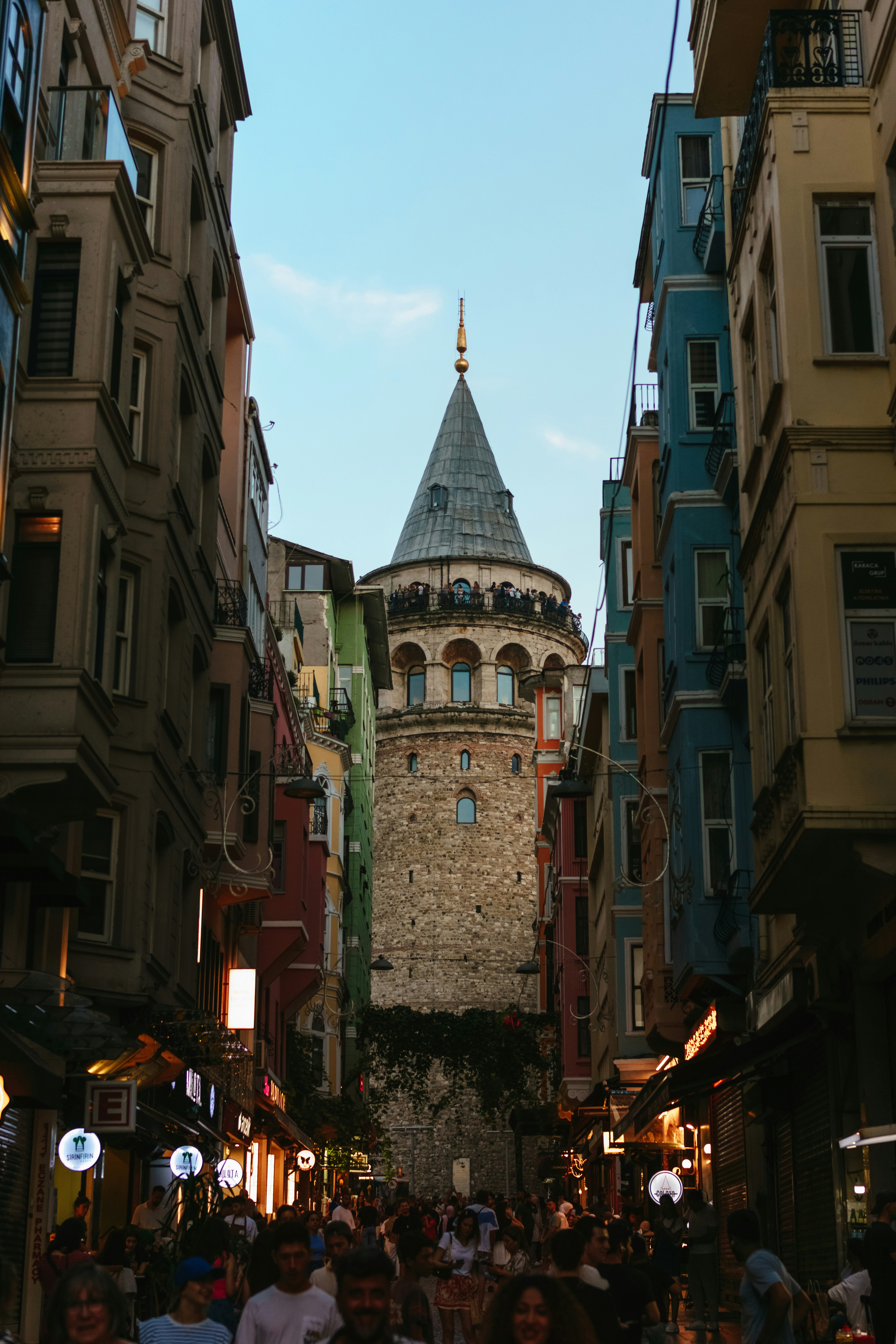 a crowd of people in a city