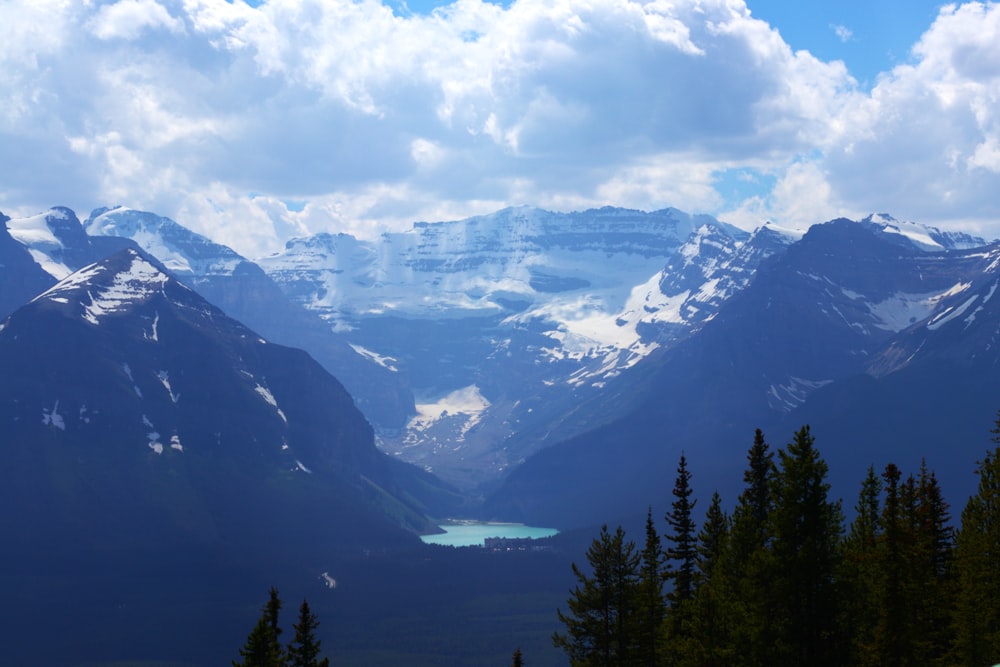 a lake surrounded by mountains