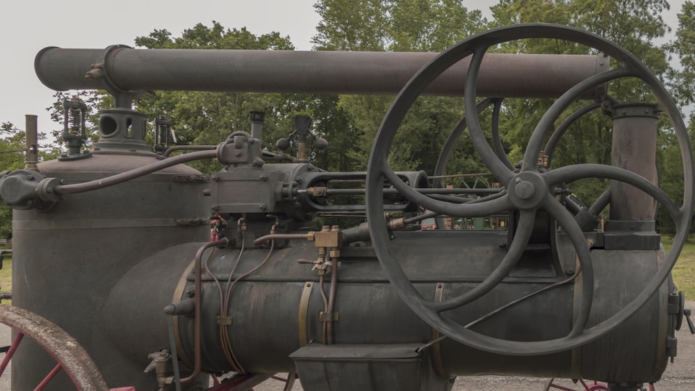 a large cannon with large wheels