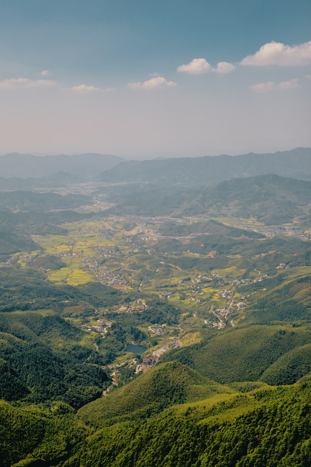 a landscape with hills and trees