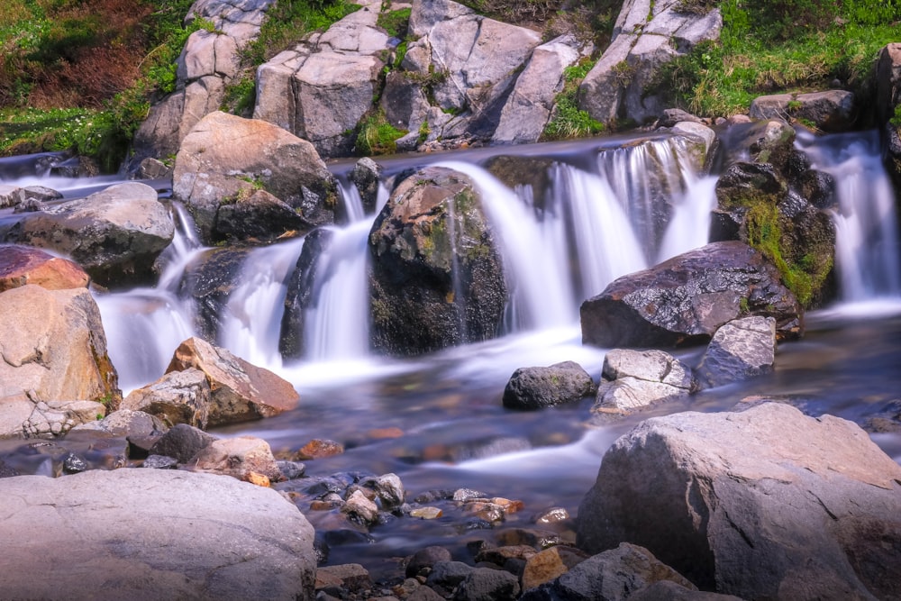 a waterfall over rocks